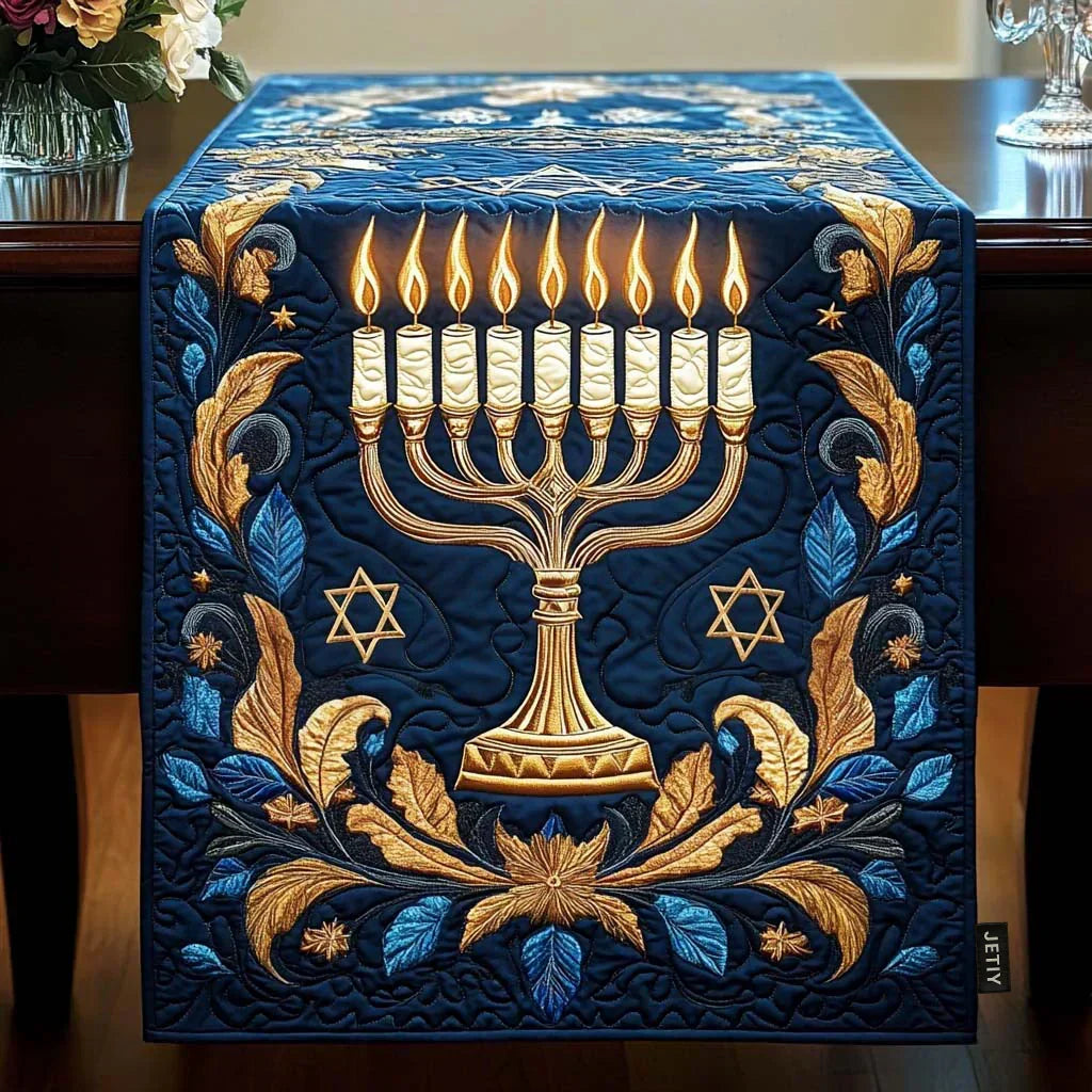 Quilted Table Runner - Glowing Menorah