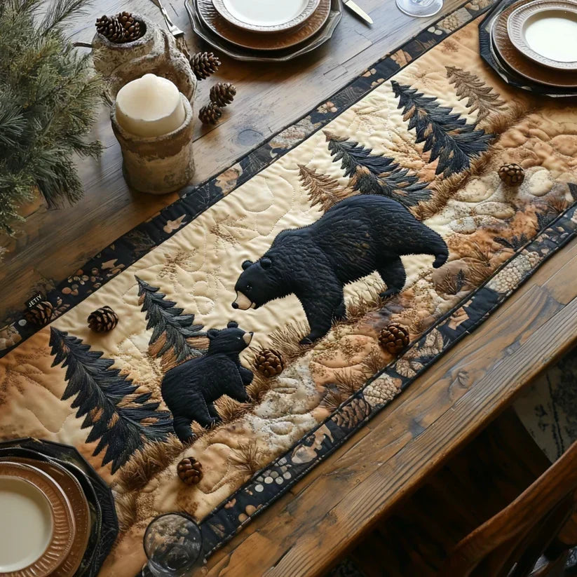 Quilted Table Runner - Black Bear Family