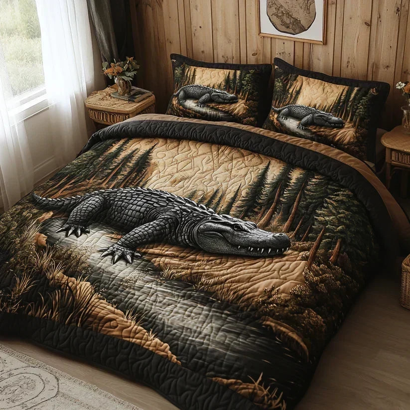 3-Piece Quilted Bedding Set - Woodland Animals