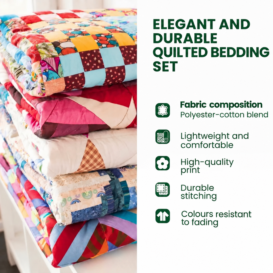 3-Piece Quilted Bedding Set - Vintage Voyage